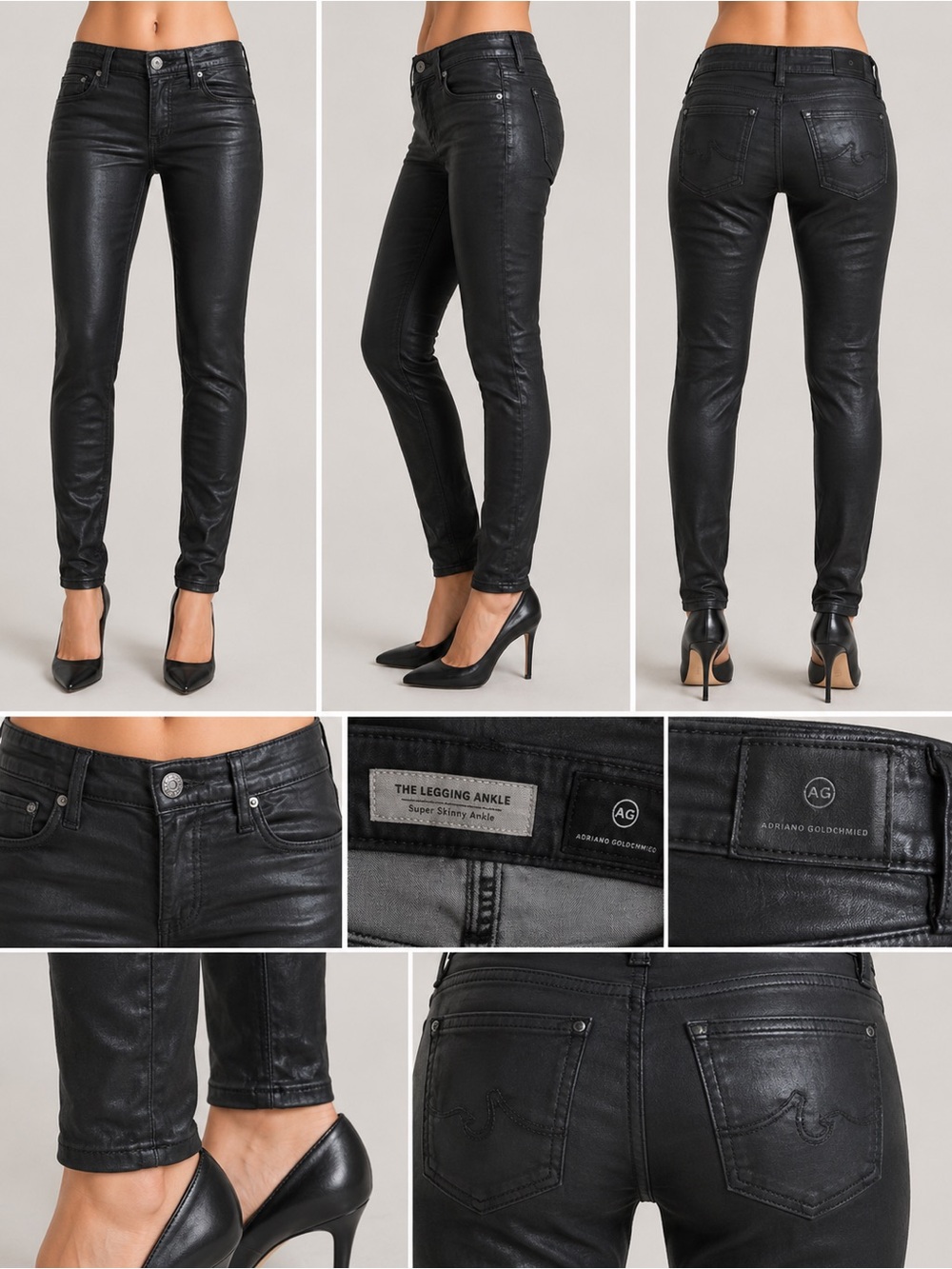 AG Adriano Goldschmied The Legging Ankle Coated Skinny Jeans - Black